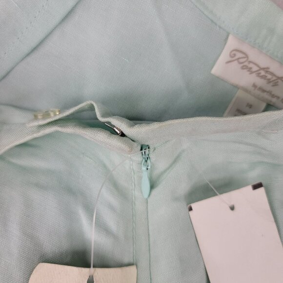 90s Linen Maxi Skirt Size 14 Portraits By Northern Isles Island Aqua Ice Vintage - Picture 4 of 7